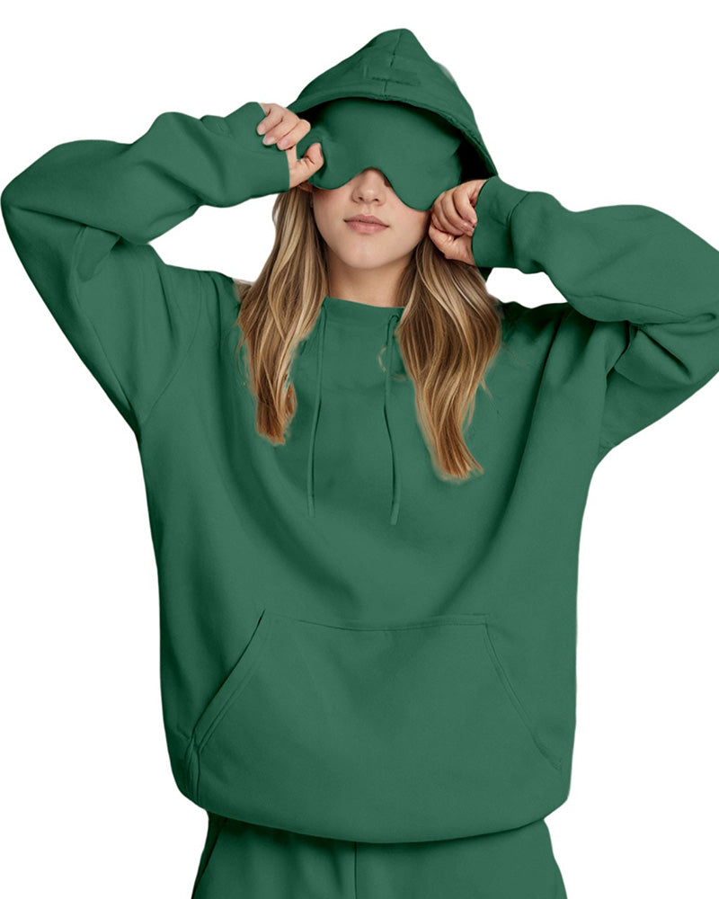 Willluxe® The Nap Hoodie Built-In Sleep Mask Pullover & Jogger Casual Set
