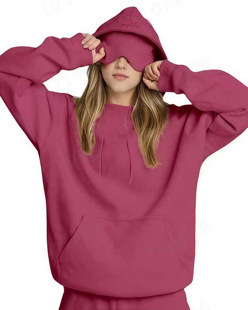 Willluxe® The Nap Hoodie Built-In Sleep Mask Pullover & Jogger Casual Set