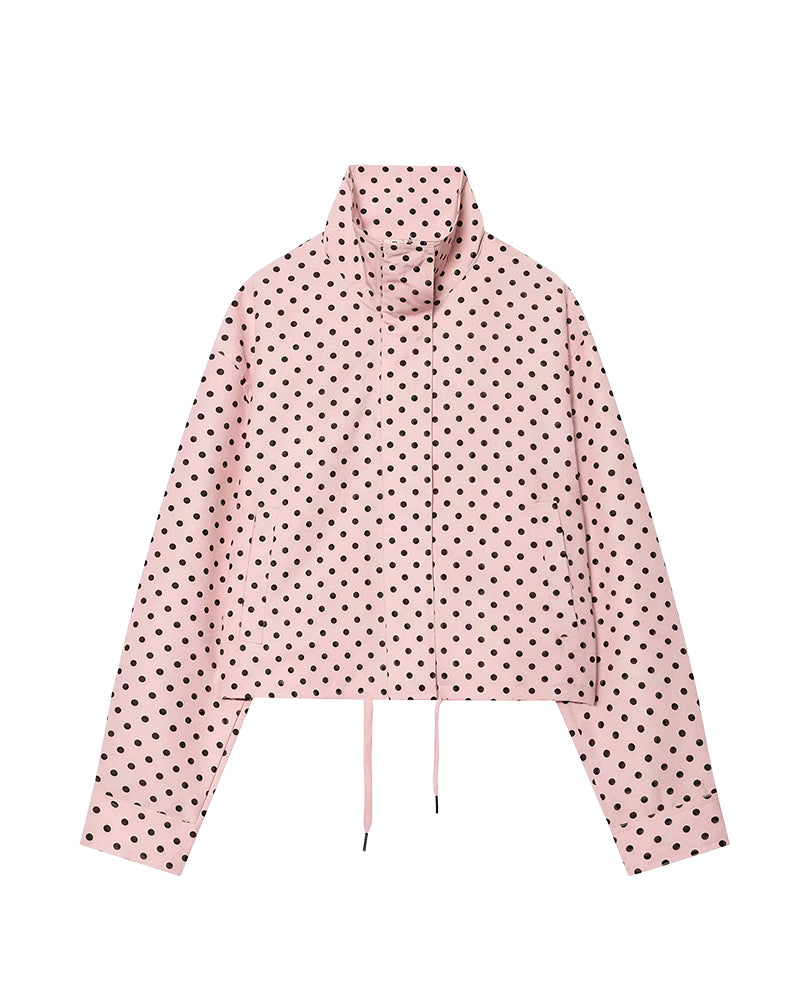 Willluxe® Retro Polka Dot Drawstring Cropped Jacket