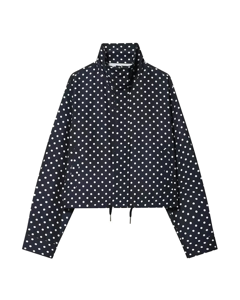 Willluxe® Retro Polka Dot Drawstring Cropped Jacket