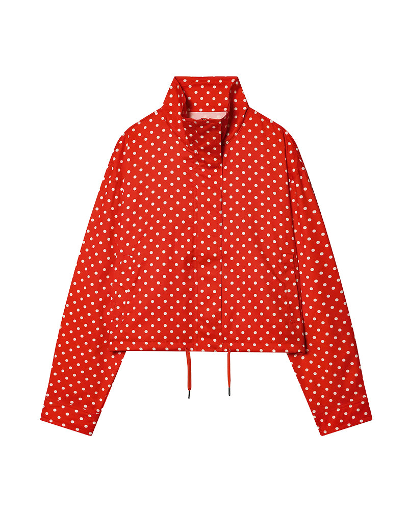 Willluxe® Retro Polka Dot Drawstring Cropped Jacket