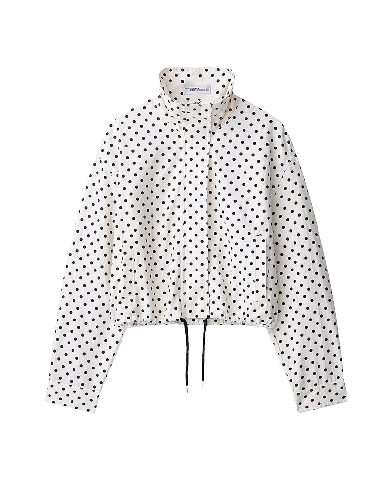 Willluxe® Retro Polka Dot Drawstring Cropped Jacket
