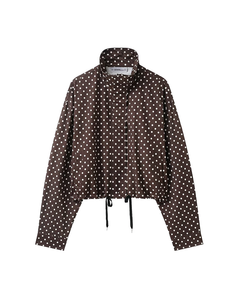 Willluxe® Retro Polka Dot Drawstring Cropped Jacket