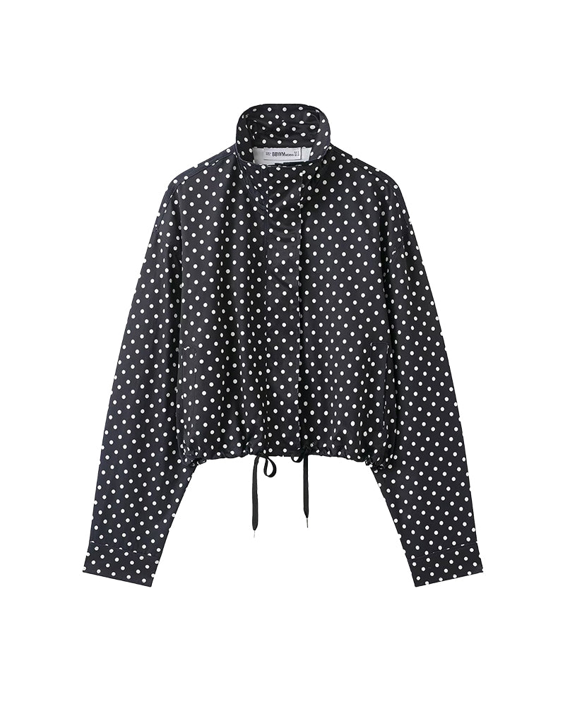 Willluxe® Retro Polka Dot Drawstring Cropped Jacket