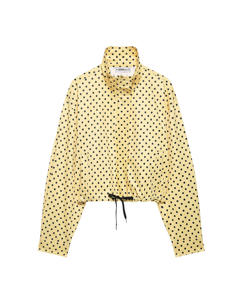 Willluxe® Retro Polka Dot Drawstring Cropped Jacket