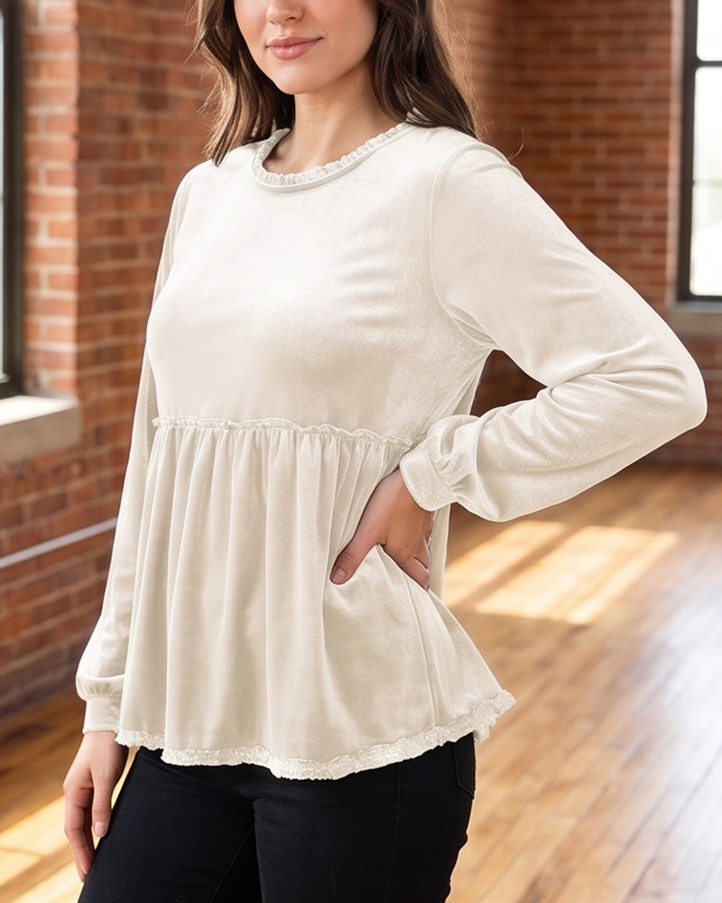 Willluxe® Boho Chic Raw-Edge Fringe Peplum Top