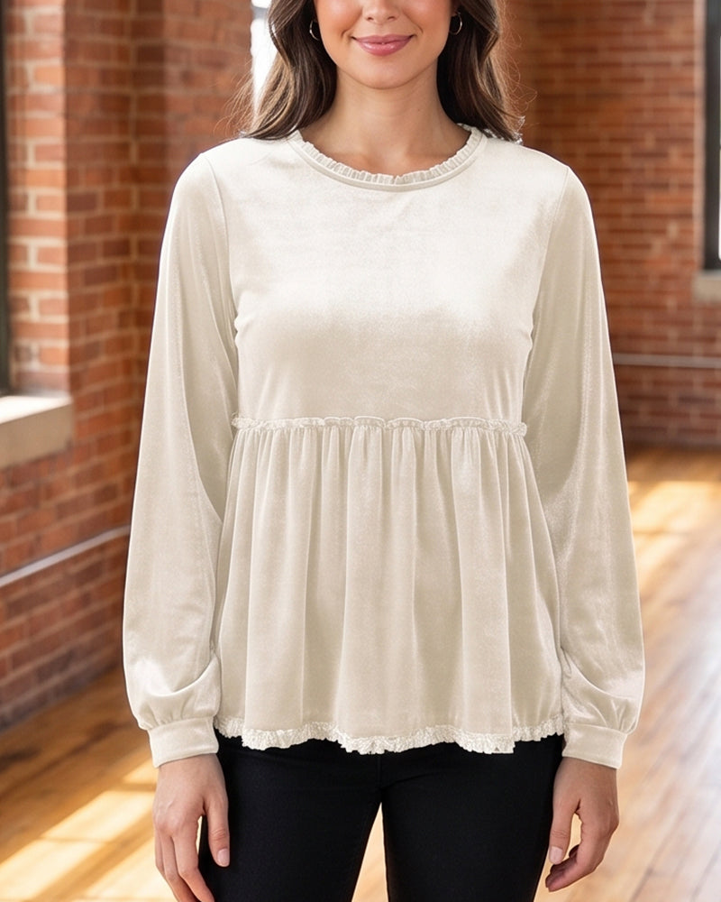 Willluxe® Boho Chic Raw-Edge Fringe Peplum Top