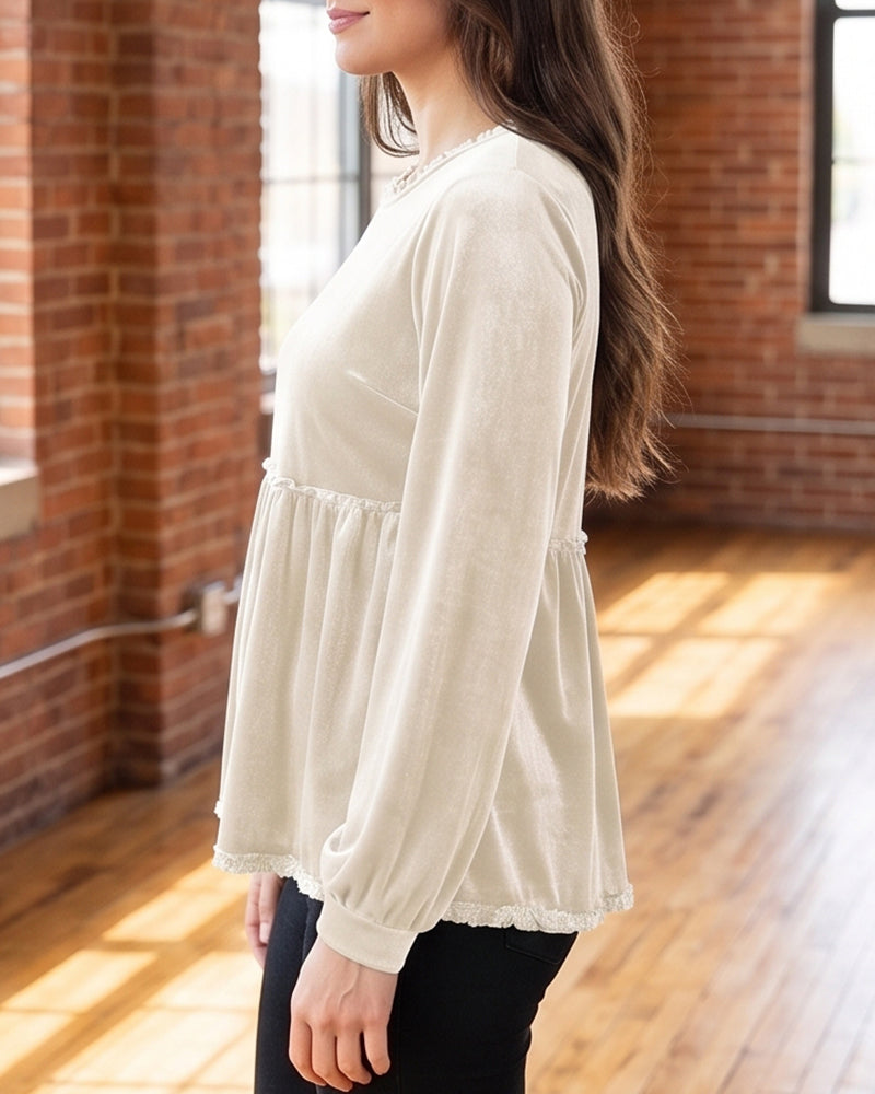 Willluxe® Boho Chic Raw-Edge Fringe Peplum Top