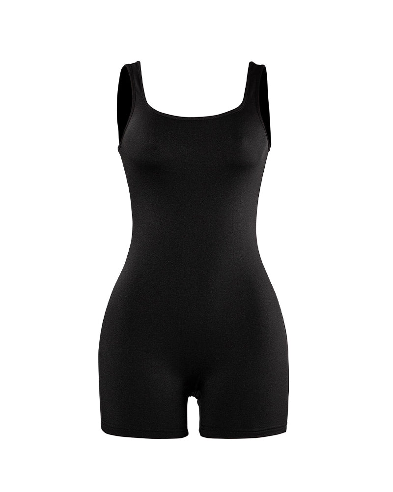 Willluxe® Sleek Black Romper - Slim Fit Summer Bodysuit