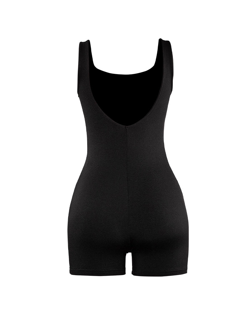 Willluxe® Sleek Black Romper - Slim Fit Summer Bodysuit