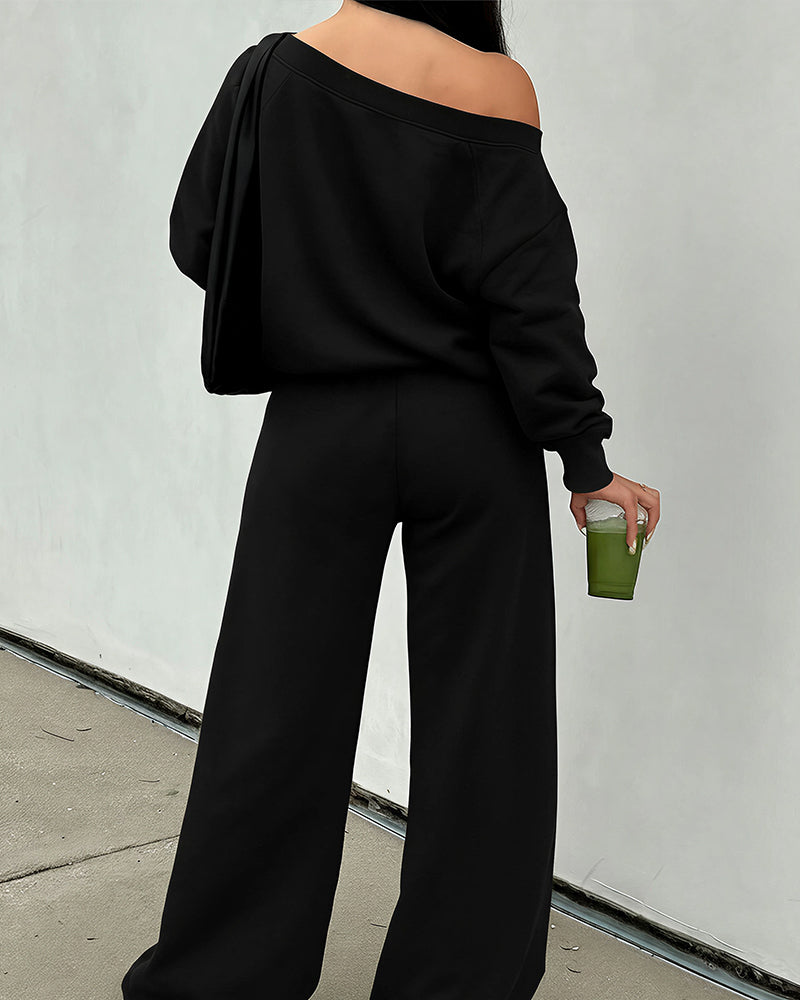 Willluxe® Slouchy Off-Shoulder Casual Set
