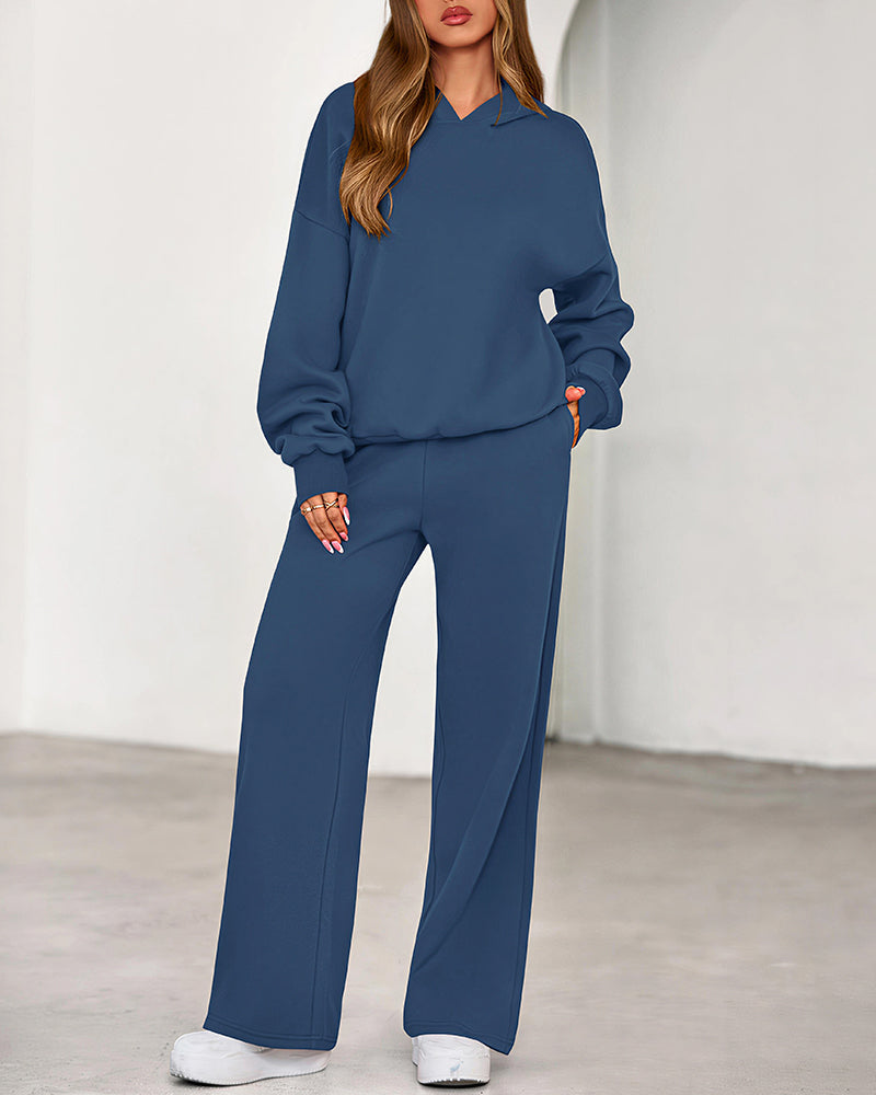 Willluxe® Cozy Fleece-Lined Oversized Hoodie & Wide-Leg Set