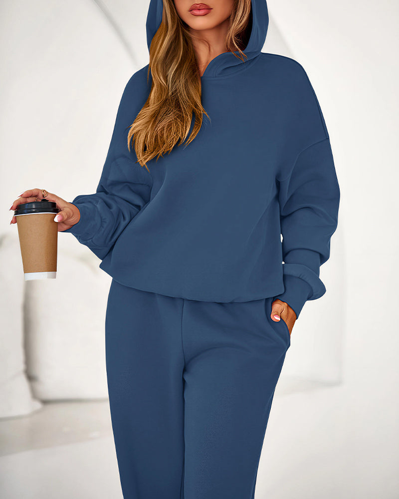 Willluxe® Cozy Fleece-Lined Oversized Hoodie & Wide-Leg Set