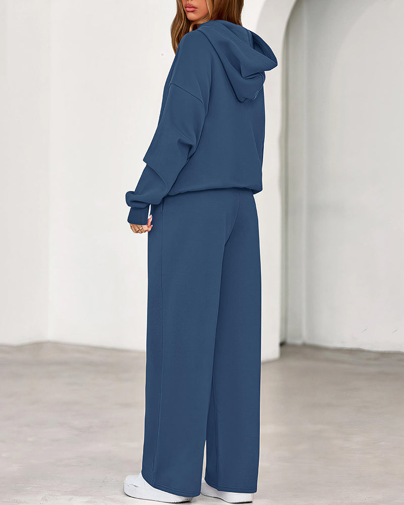 Willluxe® Cozy Fleece-Lined Oversized Hoodie & Wide-Leg Set