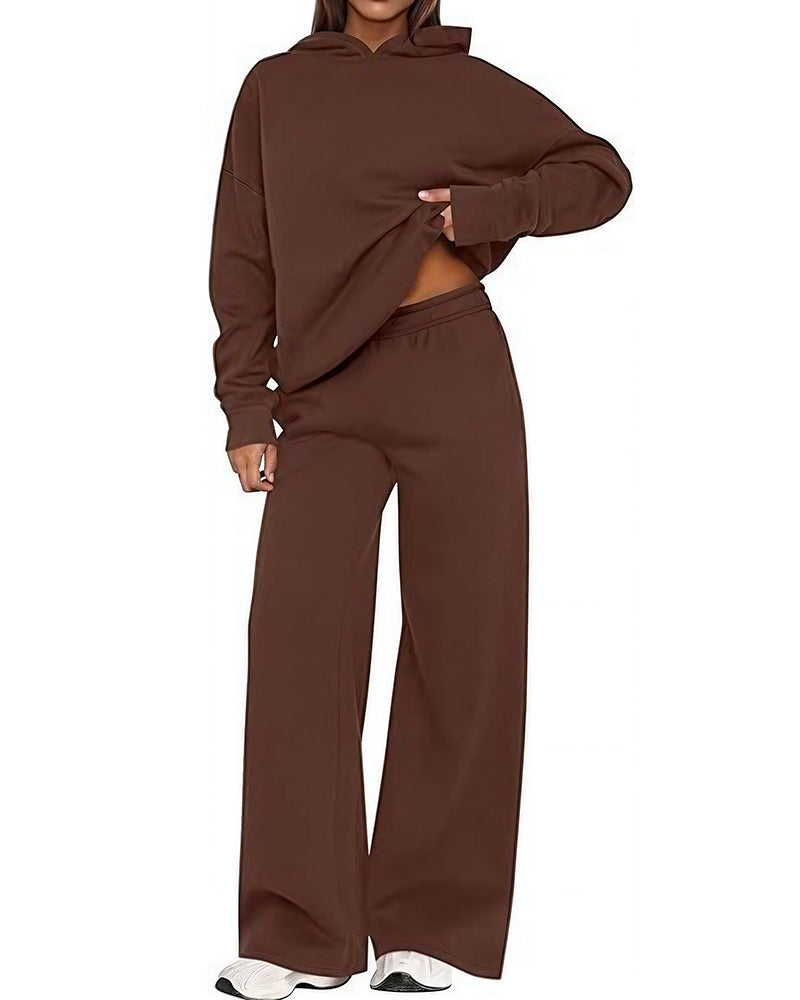 Willluxe® Cozy Fleece-Lined Oversized Hoodie & Wide-Leg Set