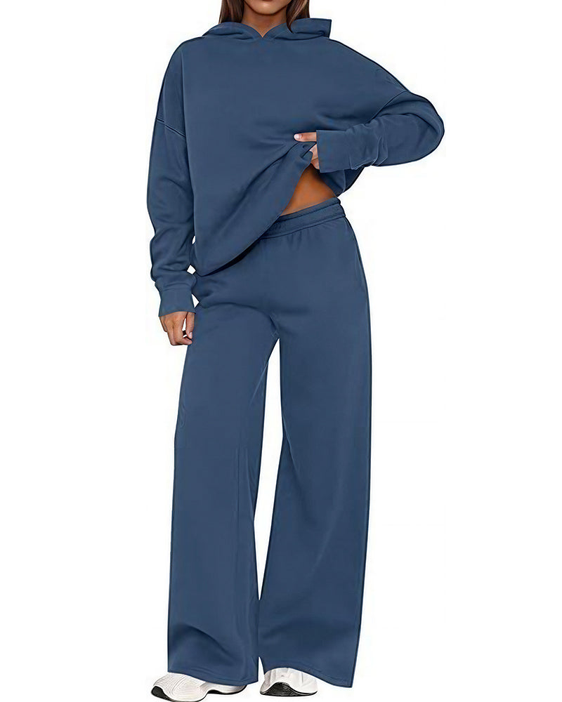 Willluxe® Cozy Fleece-Lined Oversized Hoodie & Wide-Leg Set
