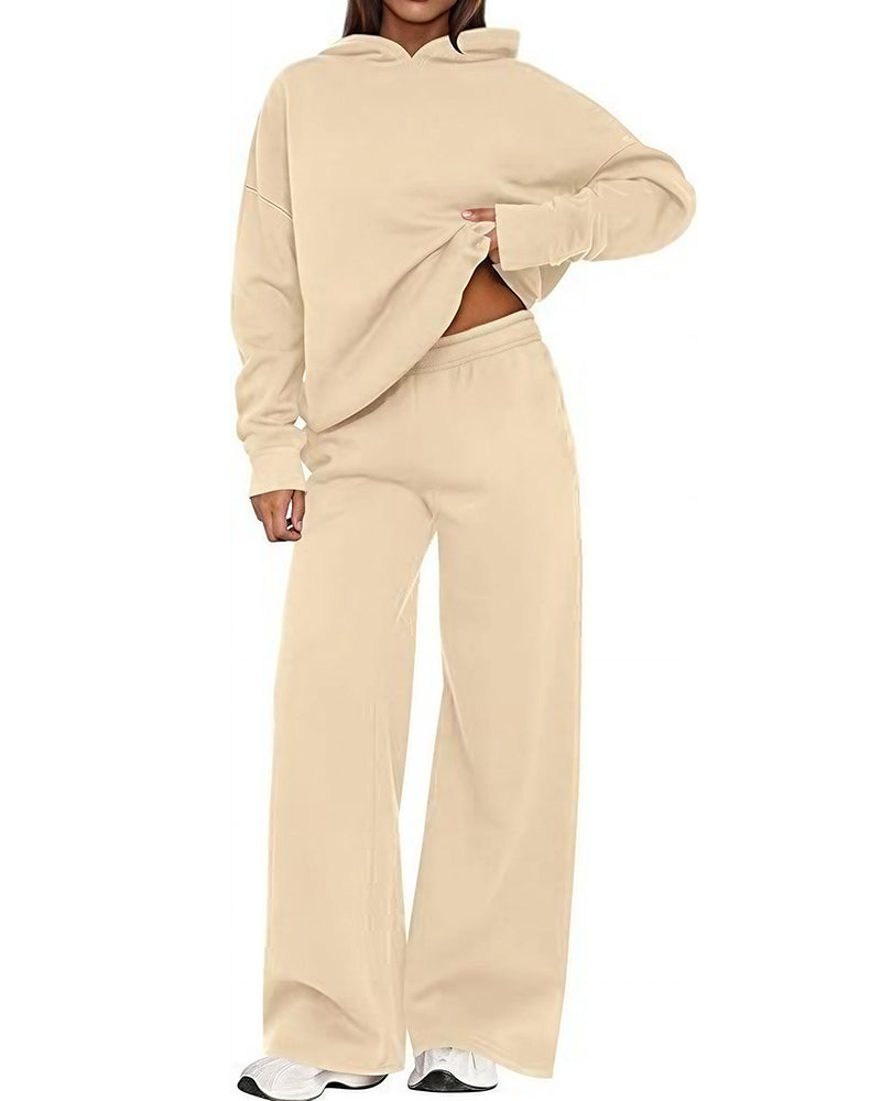 Willluxe® Cozy Fleece-Lined Oversized Hoodie & Wide-Leg Set