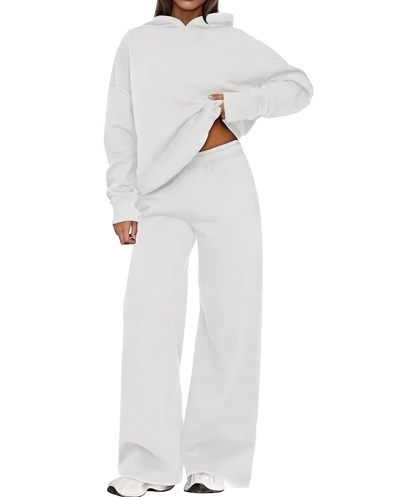 Willluxe® Cozy Fleece-Lined Oversized Hoodie & Wide-Leg Set