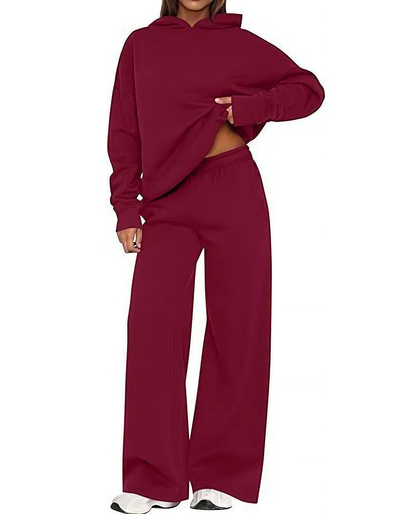 Willluxe® Cozy Fleece-Lined Oversized Hoodie & Wide-Leg Set