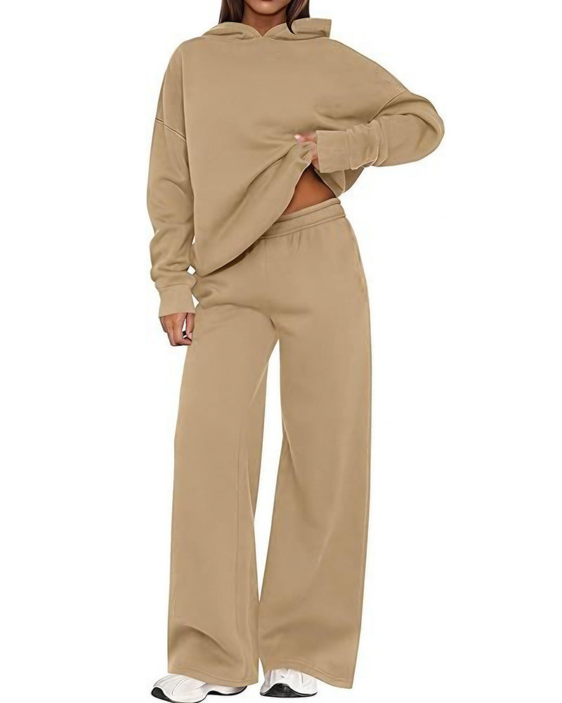 Willluxe® Cozy Fleece-Lined Oversized Hoodie & Wide-Leg Set