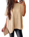 Willluxe® Oversized Ribbed Knit Drop Shoulder Top