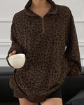 Willluxe® Oversized Half-Zip Leopard Pullover