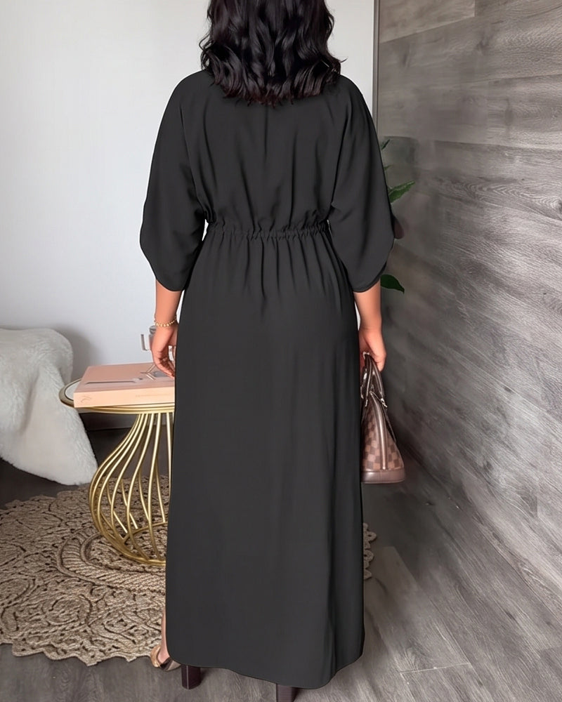 Willluxe® The Effortless V-Neck Drawstring Maxi Dress