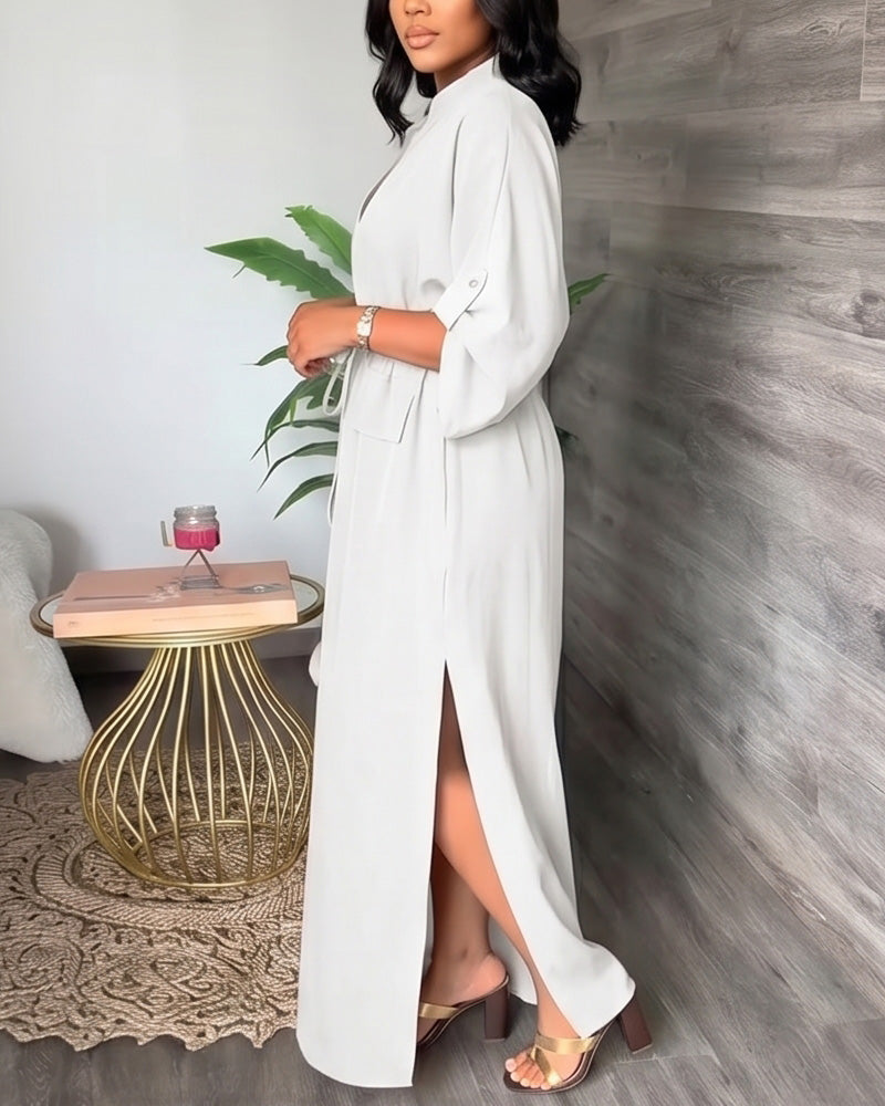 Willluxe® The Effortless V-Neck Drawstring Maxi Dress