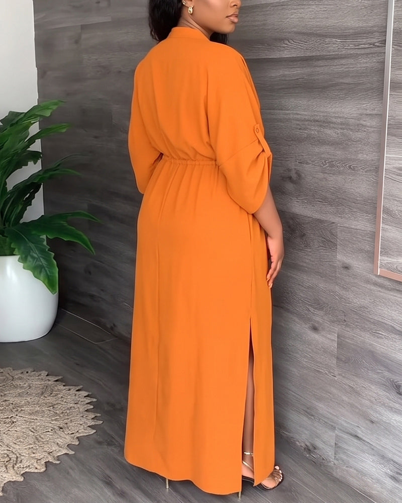 Willluxe® The Effortless V-Neck Drawstring Maxi Dress