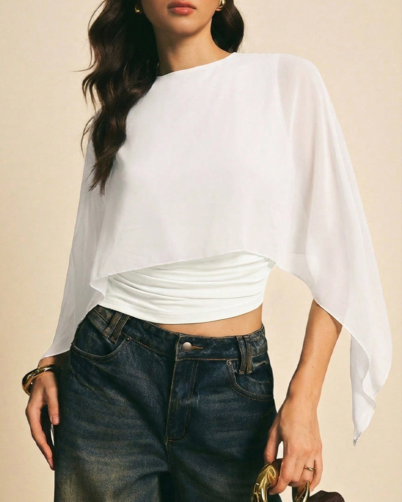 Willluxe® Asymmetrical Batwing Sleeve Blouse