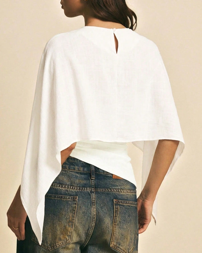 Willluxe® Asymmetrical Batwing Sleeve Blouse