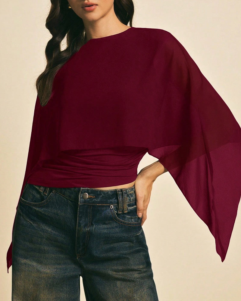 Willluxe® Asymmetrical Batwing Sleeve Blouse