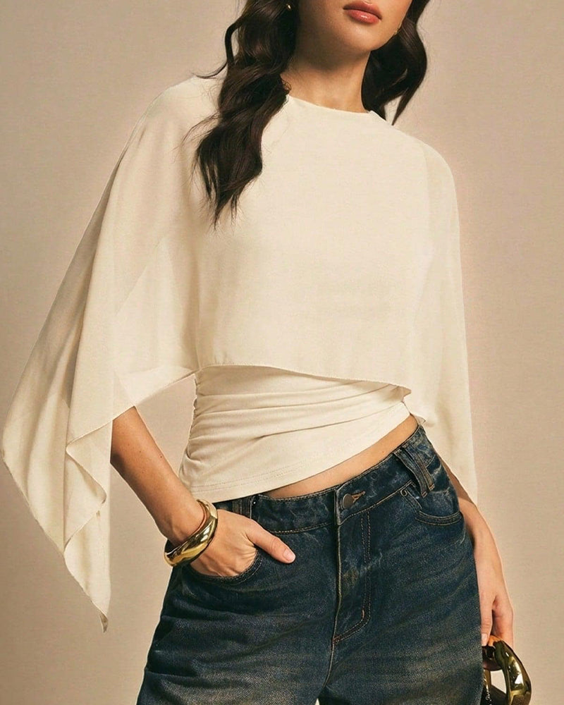 Willluxe® Asymmetrical Batwing Sleeve Blouse