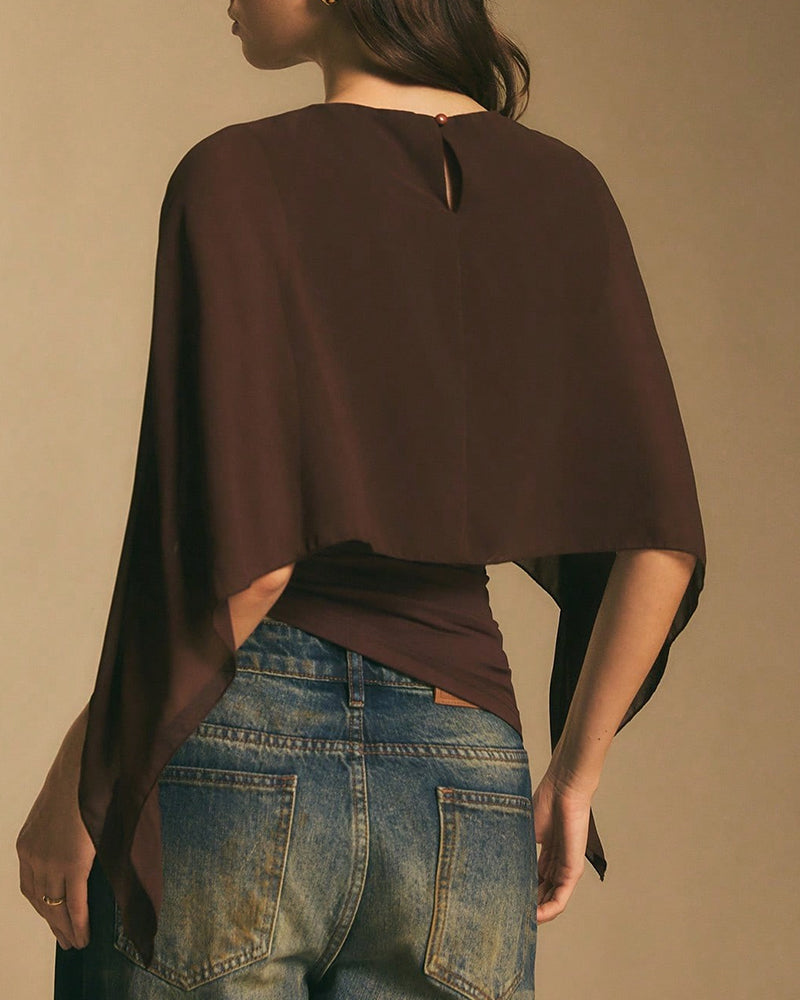 Willluxe® Asymmetrical Batwing Sleeve Blouse