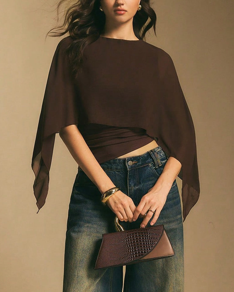Willluxe® Asymmetrical Batwing Sleeve Blouse