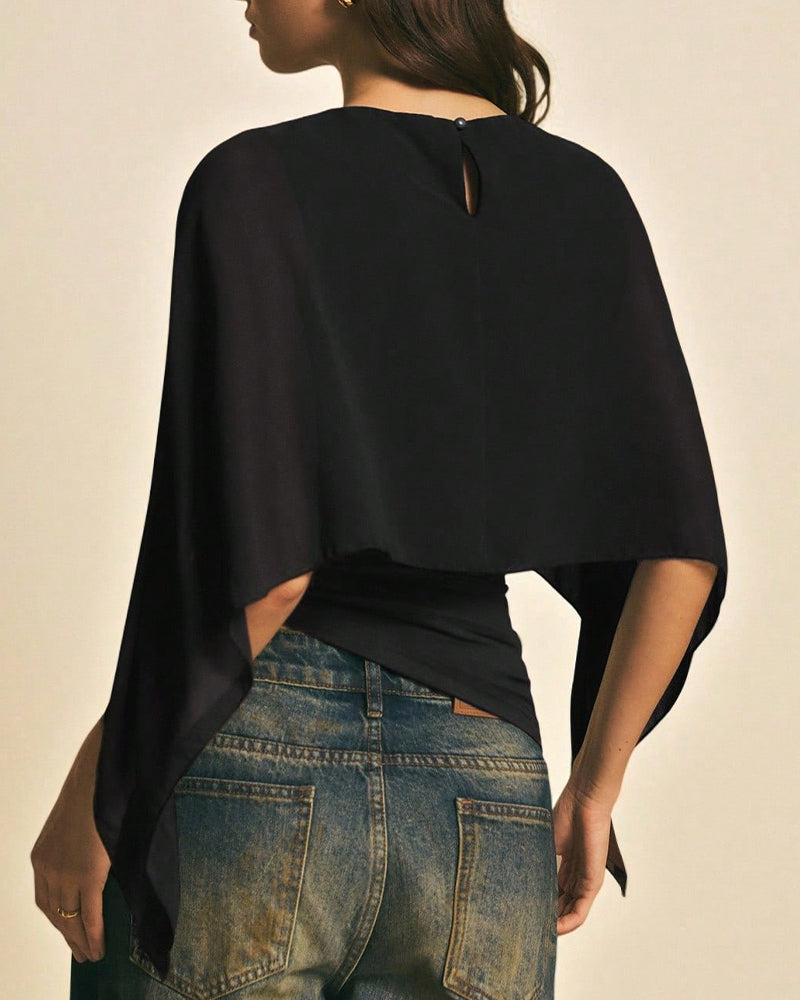 Willluxe® Asymmetrical Batwing Sleeve Blouse