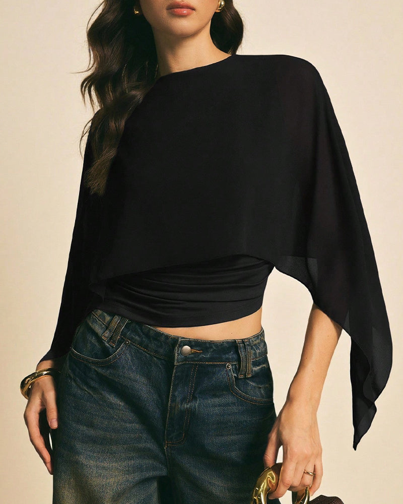 Willluxe® Asymmetrical Batwing Sleeve Blouse