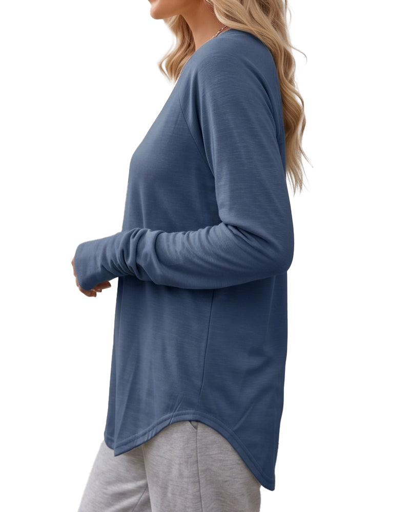 Willluxe® Loose-Fit Thumb Hole Long Sleeve Top