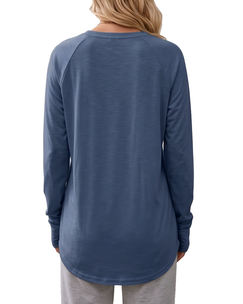 Willluxe® Loose-Fit Thumb Hole Long Sleeve Top