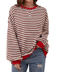 Willluxe® Color Block Striped Crew Neck Long Sleeve Top
