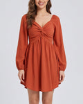 Willluxe® Sweetheart Neckline Knot Front Mini Dress