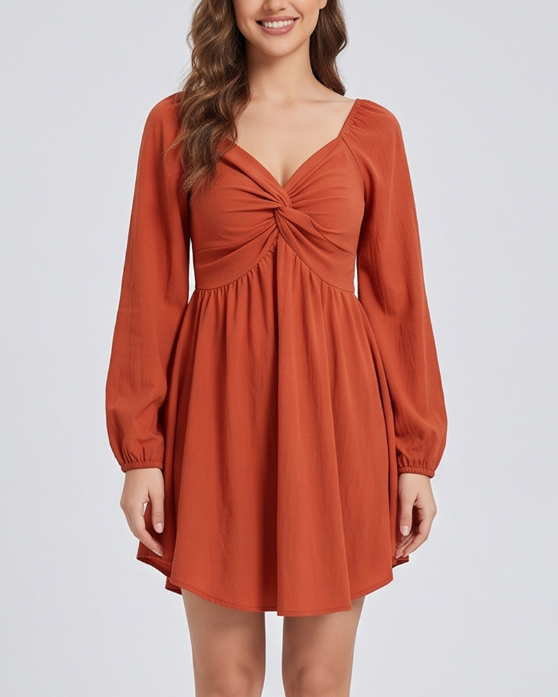 Willluxe® Sweetheart Neckline Knot Front Mini Dress