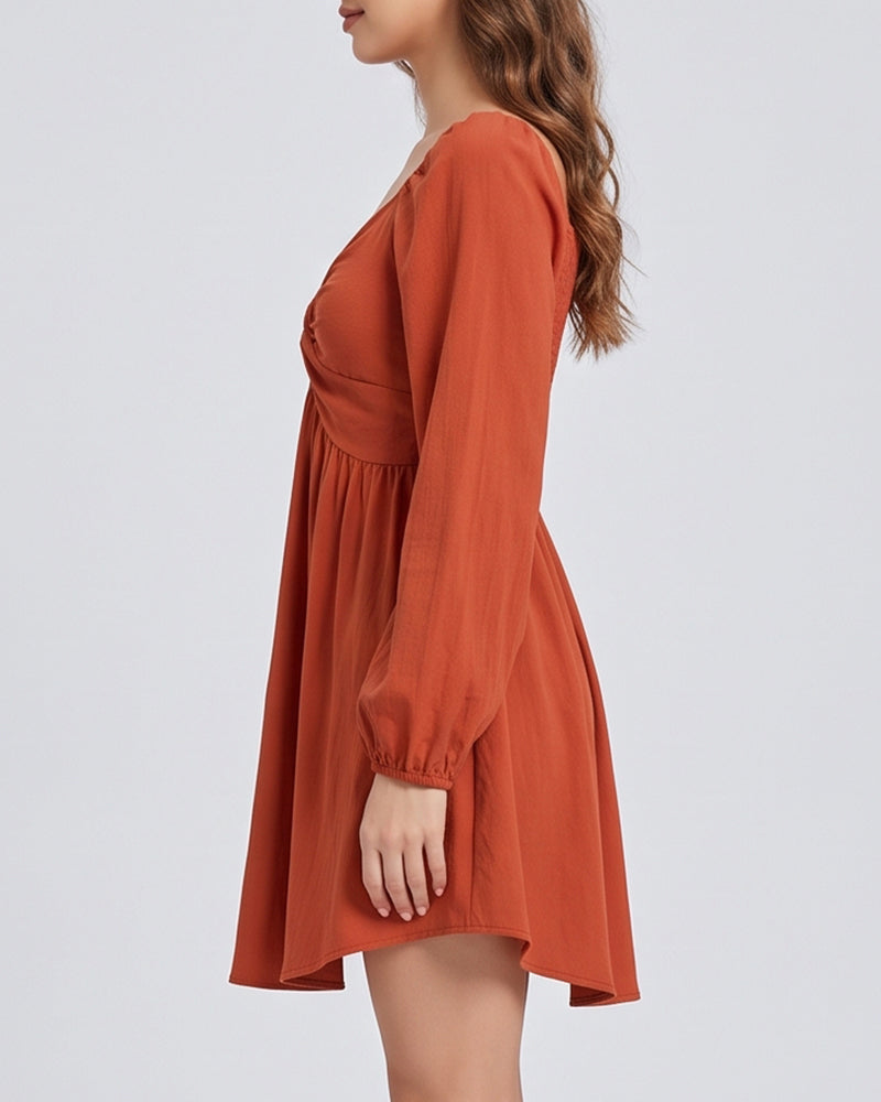 Willluxe® Sweetheart Neckline Knot Front Mini Dress