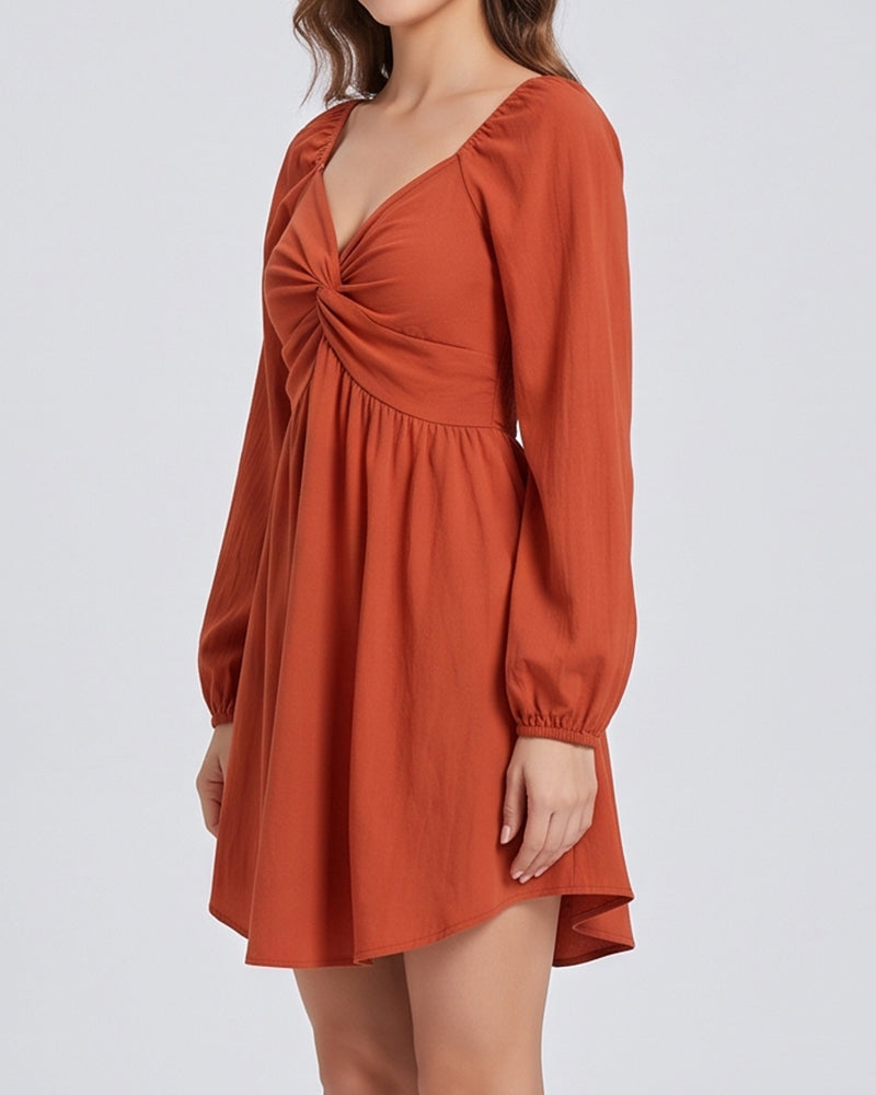Willluxe® Sweetheart Neckline Knot Front Mini Dress