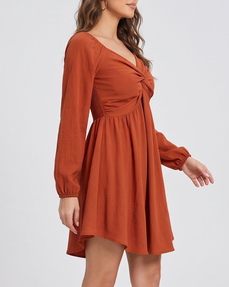 Willluxe® Sweetheart Neckline Knot Front Mini Dress