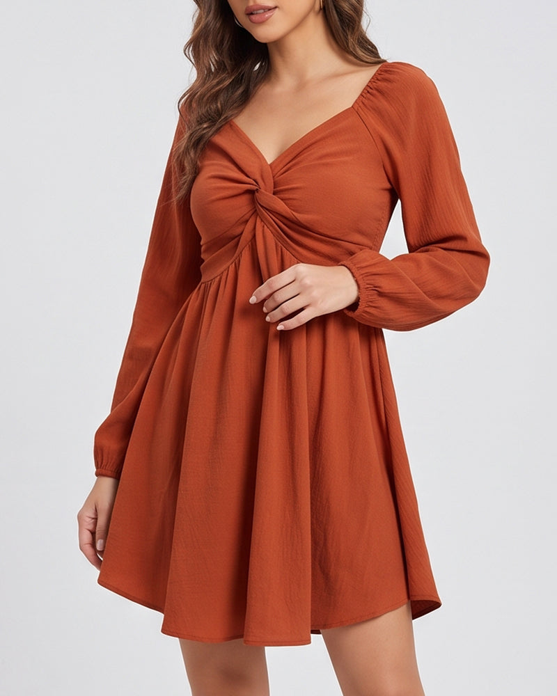 Willluxe® Sweetheart Neckline Knot Front Mini Dress