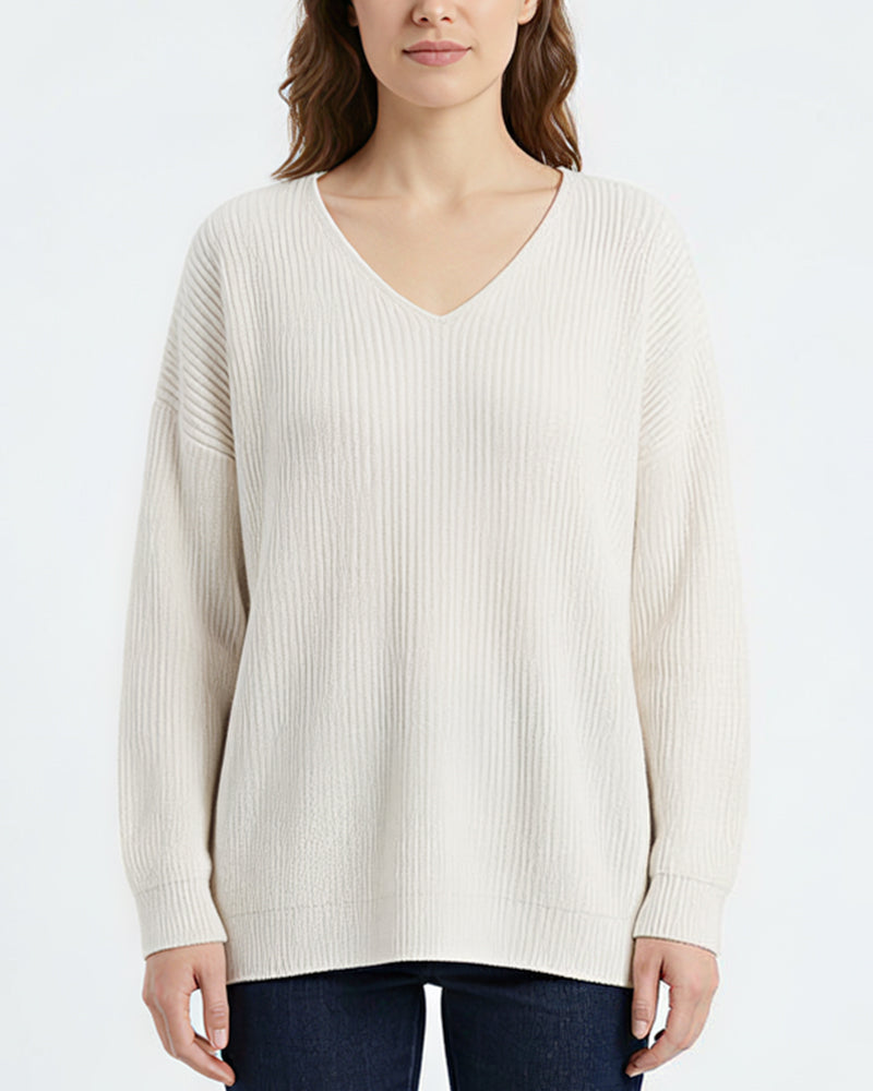 Willluxe® V-Neck Oversized Knit Pullover Sweater