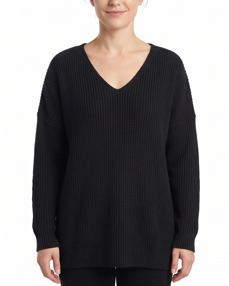 Willluxe® V-Neck Oversized Knit Pullover Sweater