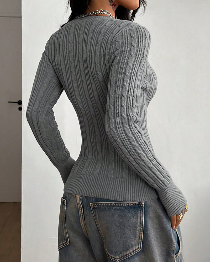 Willluxe® Women's Chic Slim Fit Cable Knit Sweater