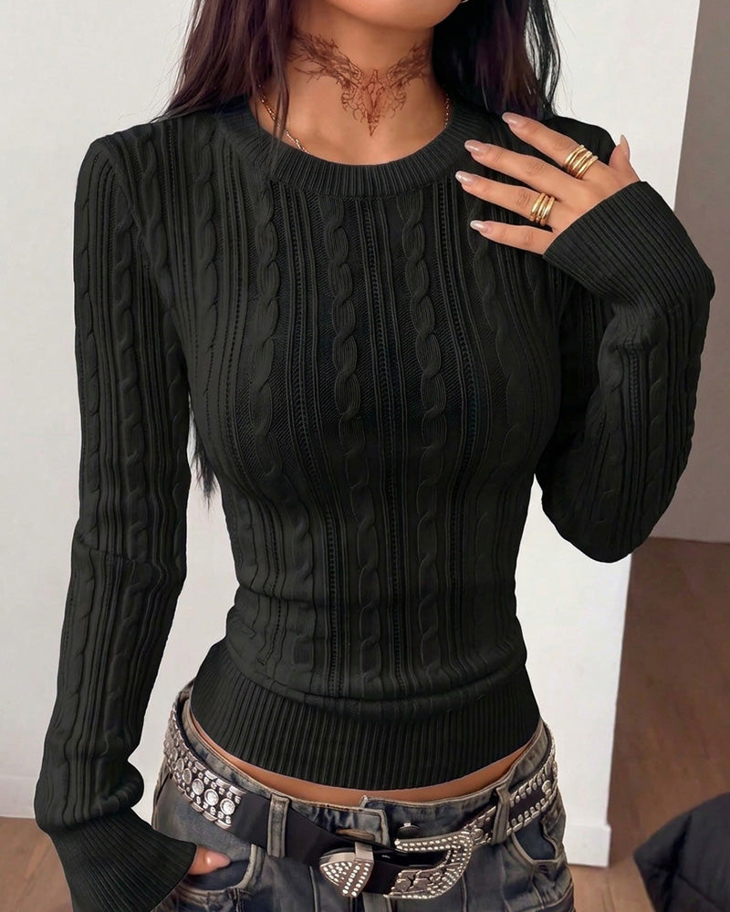 Willluxe® Women's Chic Slim Fit Cable Knit Sweater
